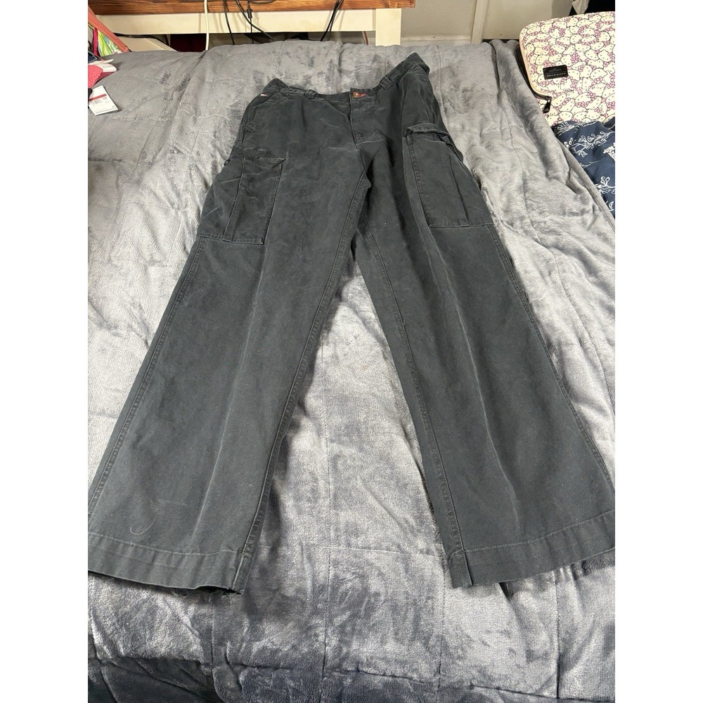 Tommy Hilfiger Cargo Pants  Blue Mid Rise Utility‎ Pockets Capri Relaxed Sz 30